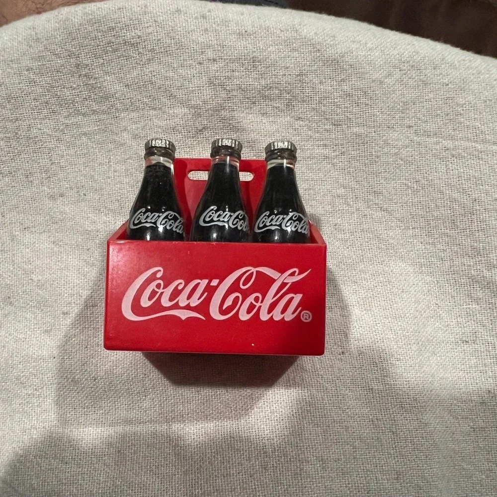 Vintage Coca-Cola 6 Pack Bottle Magnet Miniature Soda Red Carrier Collectible